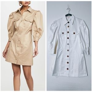 Revolve x Petersyn | NWT Violetta Puff Sleeve Button Down Dress - Cloud,…